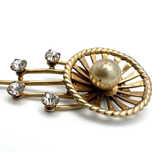 Van Dell Vintage 12K Gold-Filled Pendant Rhinestone Accents & Radiant Design - Picture 6 of 7